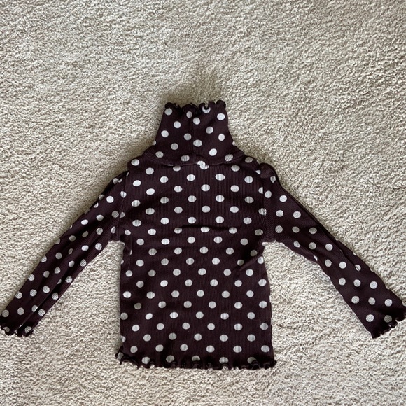 Baby Gap Brown and White Ribbed Polka Dot Turtleneck Top in Size 18-24M - Picture 3 of 7